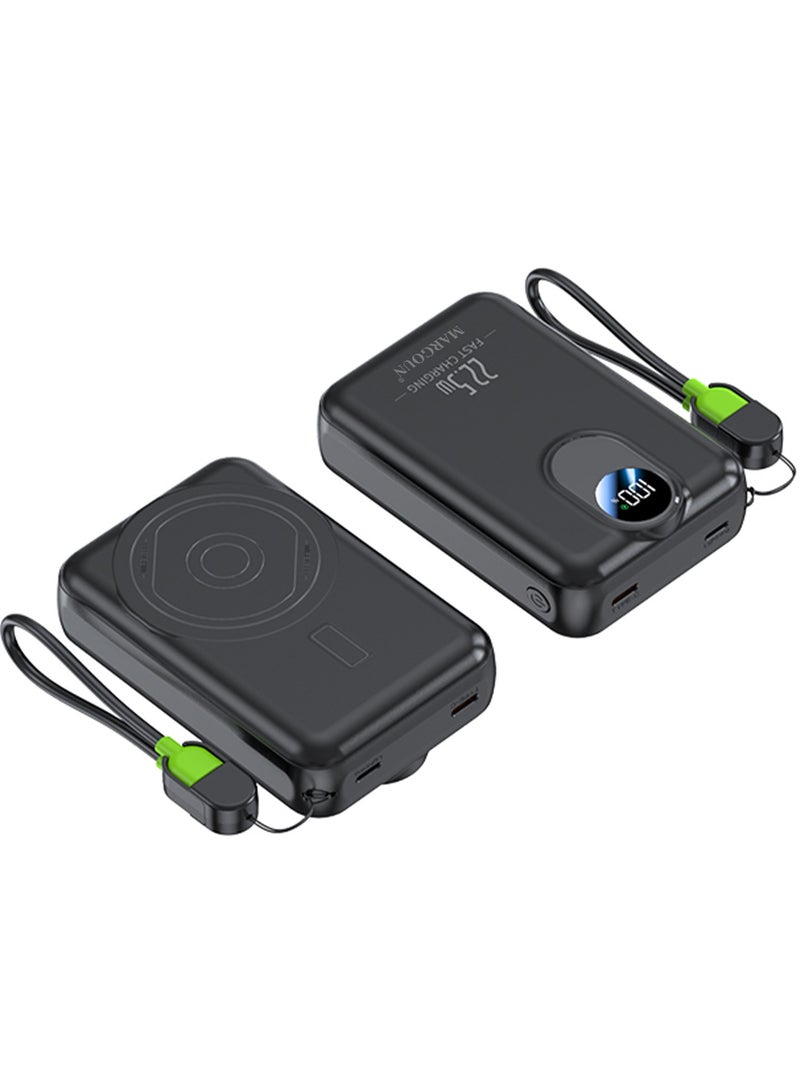 MARGOUN 18800 mAh Y390 Power Bank  22.5W Fast Charging With Wireless And USB-C To Lightning Cable Black-2  - Image 2