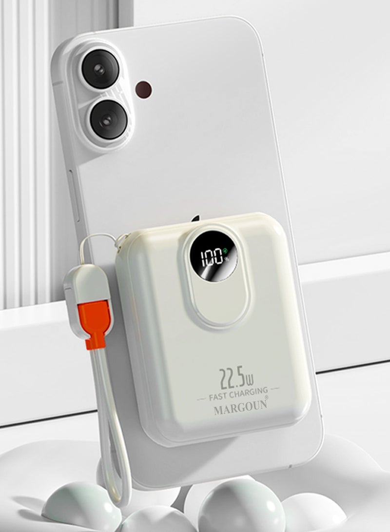 MARGOUN 8800 mAh Y389 Power Bank 22.5W Fast Charging With Wireless And Type-C To Lightning Cable White-1  - Image 4