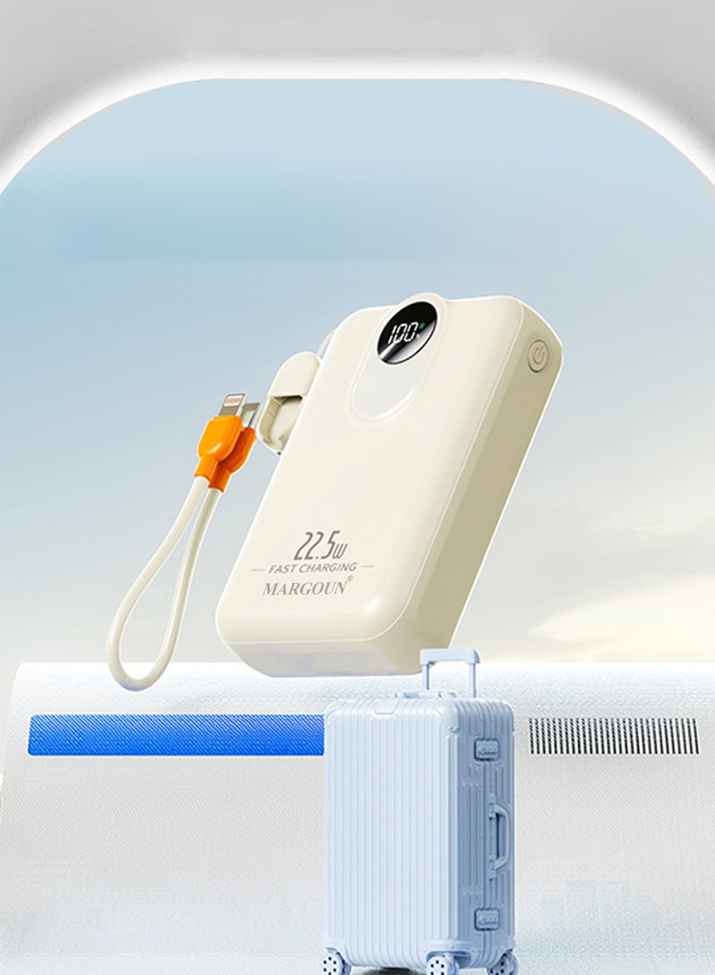 MARGOUN 18800 mAh Y390 Power Bank 22.5W Fast Charging With Wireless And Type-C To Lightning Cable White-2  - Image 2