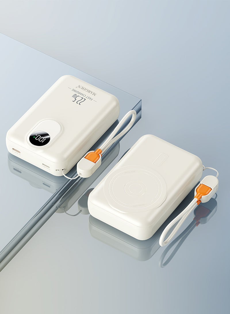 MARGOUN 18800 mAh Y390 Power Bank 22.5W Fast Charging With Wireless And Type-C To Lightning Cable White-2  - Image 3