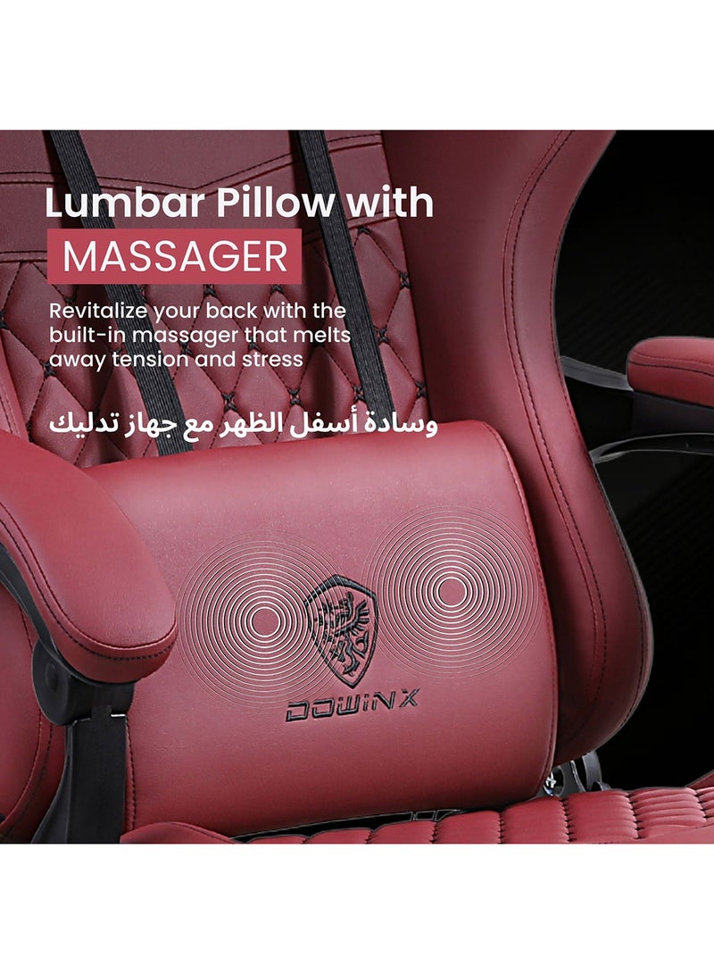 Dowinx Multi-Functional Gaming Chair, Ergonomic High Back Reclining & Height Adjustable PU Leather Computer Chairs with Massage Cushion, Neck & Lumbar Support, Footrest (Maroon) Maroon - Image 3