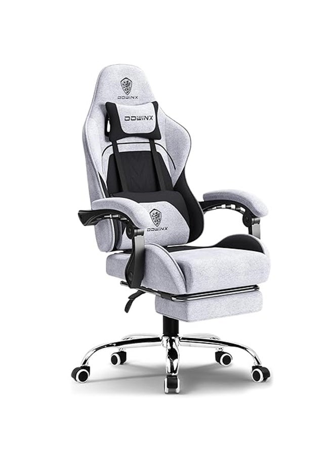 Dowinx Dowinx Gaming Chair – Massage Cushion, Breathable Fabric, Ergonomic Design with Footrest, 360° Swivel, Adjustable Neck & Lumbar Pillow for Back Support, Home & Office Chair White  - Image 1
