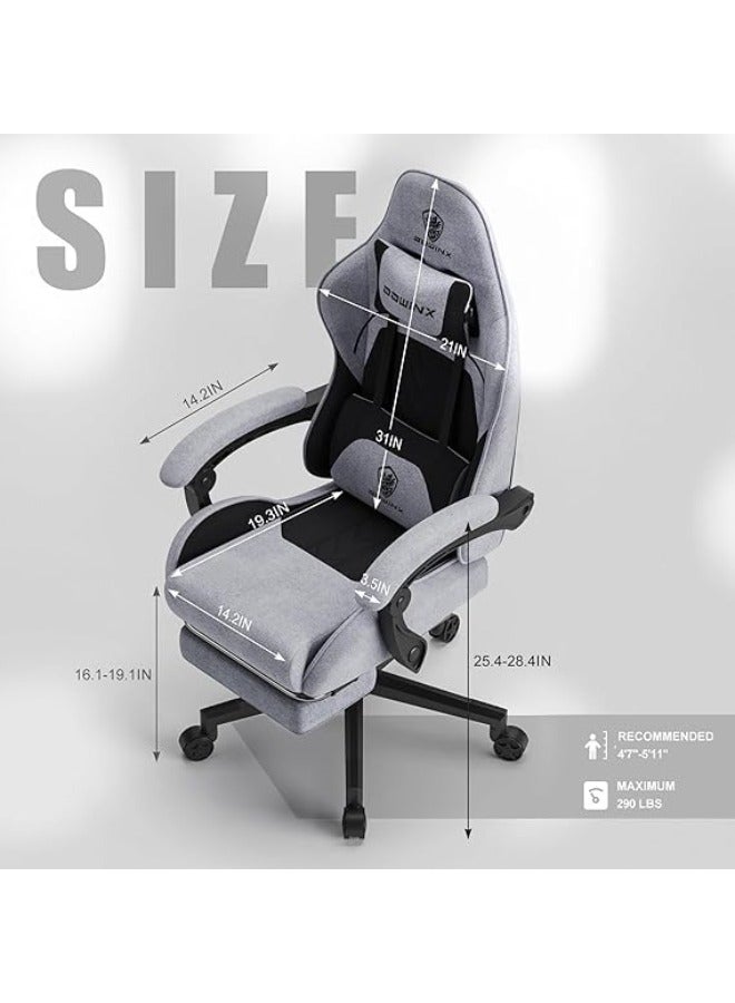 Dowinx Dowinx Gaming Chair – Massage Cushion, Breathable Fabric, Ergonomic Design with Footrest, 360° Swivel, Adjustable Neck & Lumbar Pillow for Back Support, Home & Office Chair White  - Image 4