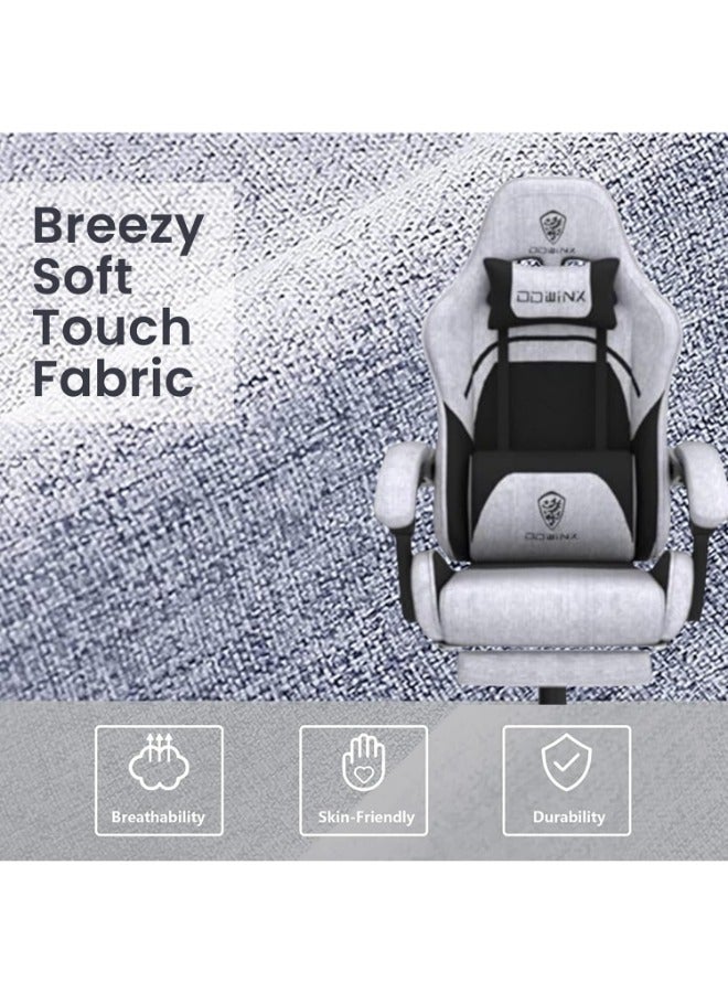 Dowinx Dowinx Gaming Chair – Massage Cushion, Breathable Fabric, Ergonomic Design with Footrest, 360° Swivel, Adjustable Neck & Lumbar Pillow for Back Support, Home & Office Chair White  - Image 5