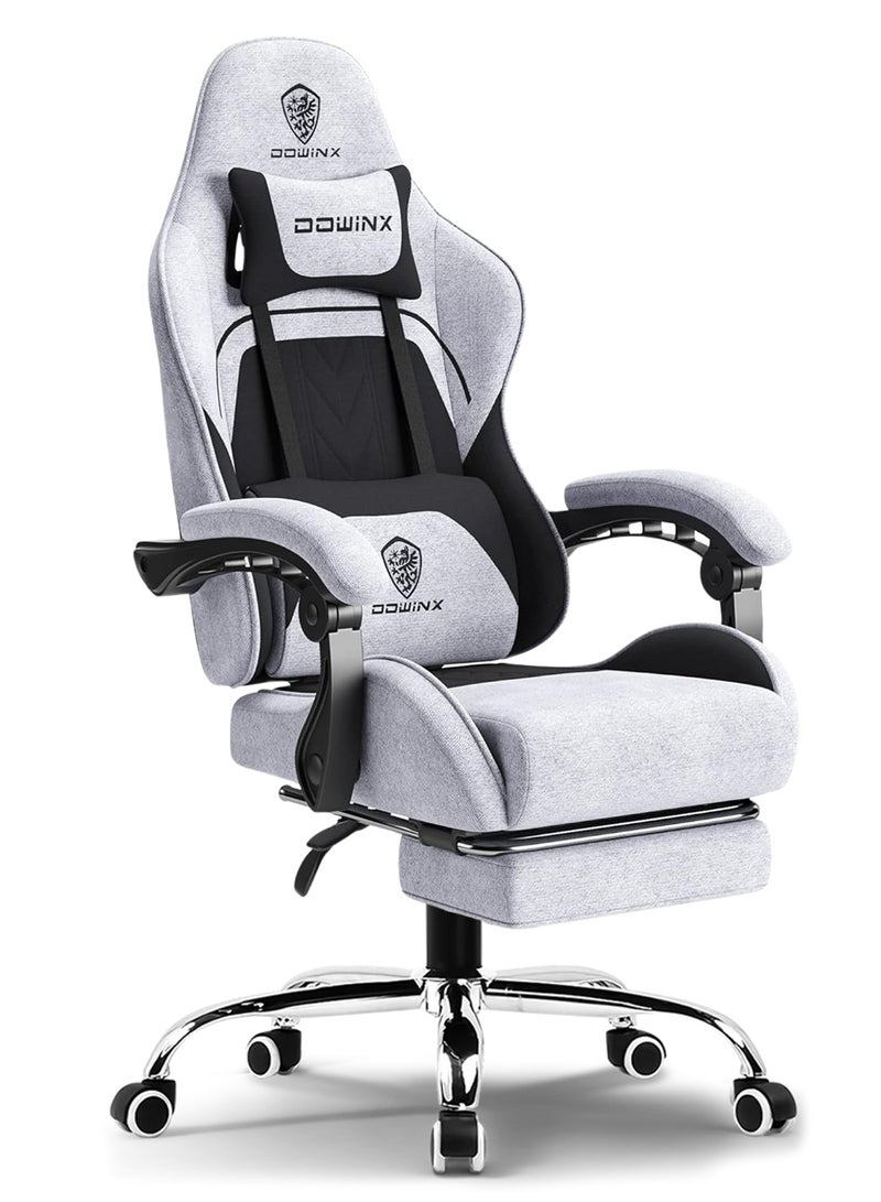 كرسي ألعاب Dowinx - وسادة تدليك، قماش قابل للتهوية، تصميم مريح مع مسند للقدمين، دوران 360 درجة، وسادة قابلة للتعديل للرقبة وأسفل الظهر لدعم الظهر، كرسي منزلي ومكتبي - Image 1