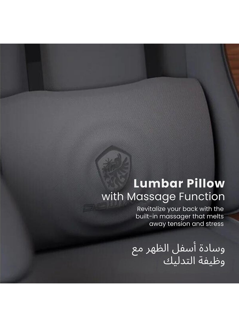 كرسي ألعاب Dowinx - وسادة تدليك، قماش قابل للتهوية، تصميم مريح مع مسند للقدمين، دوران 360 درجة، وسادة قابلة للتعديل للرقبة وأسفل الظهر لدعم الظهر، كرسي منزلي ومكتبي - Image 2