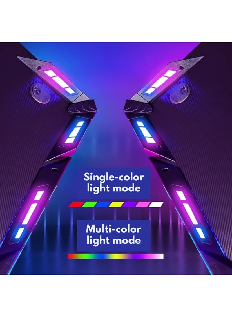 Dowinx Dowinx Gaming Desk with LED Lights, WFH Desk, Free Mousepad, 48-inch RGB Gaming Computer Table with Carbon Fiber Surface, LED Home Office Desk, PC Workstation with Cup Holder and Headphone Hook, Black Black  - Image 5