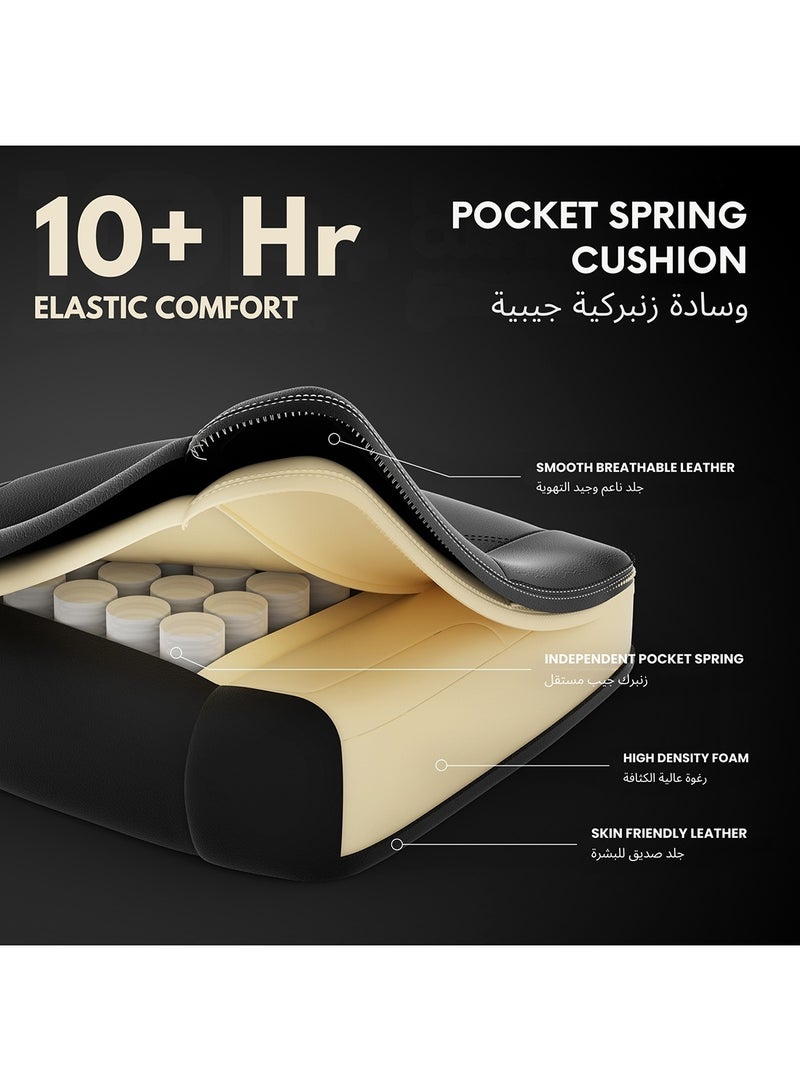 Dowinx Dowinx Gaming Chair – Massage Cushion, Premium PU Leather, Ergonomic Design with Footrest, 360° Swivel, Adjustable Neck & Lumbar Pillow for Back Support, Home & Office Chair Black  - Image 5