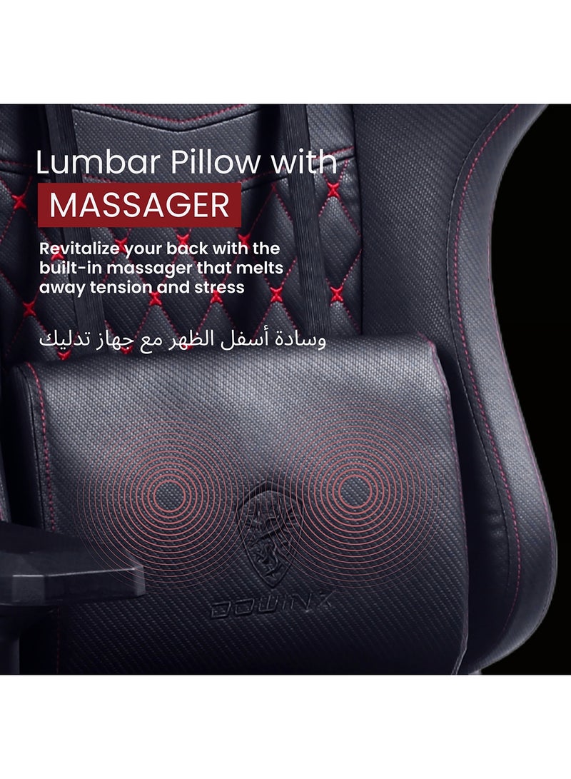 Dowinx Ergonomic Gaming Chair with USB Massage Cushion, Retractable Footrest & Adjustable Lumbar Support – PU Leather Office Furniture Computer Chair with Linkage Armrests for Home & Work (Black 4D) Black - Image 3