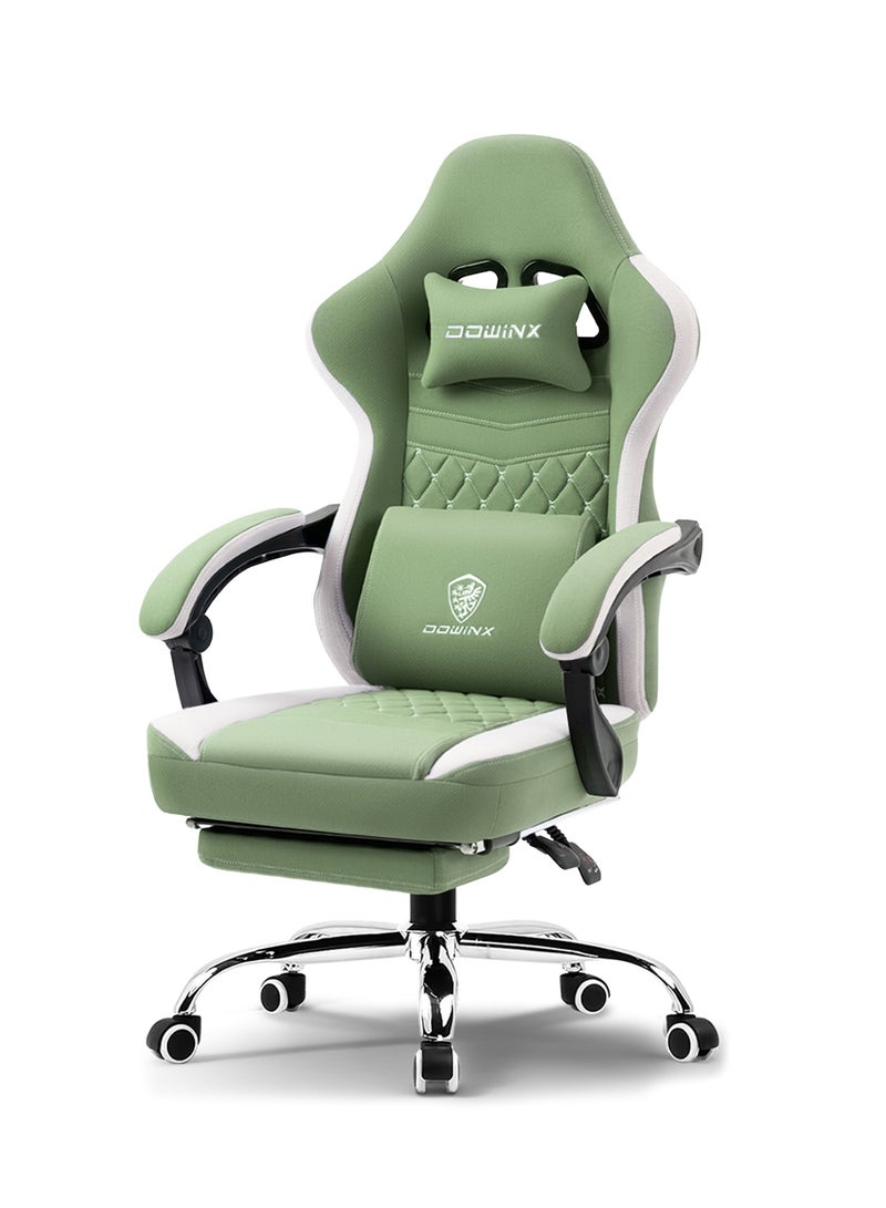 Dowinx Multi-Functional Gaming Chair, Ergonomic High Back Reclining & Height Adjustable Fabric Computer Chairs with Cooling Gel Pad, Massage Cushion, Neck & Lumbar Support, Footrest (Green) green One Size - Image 1