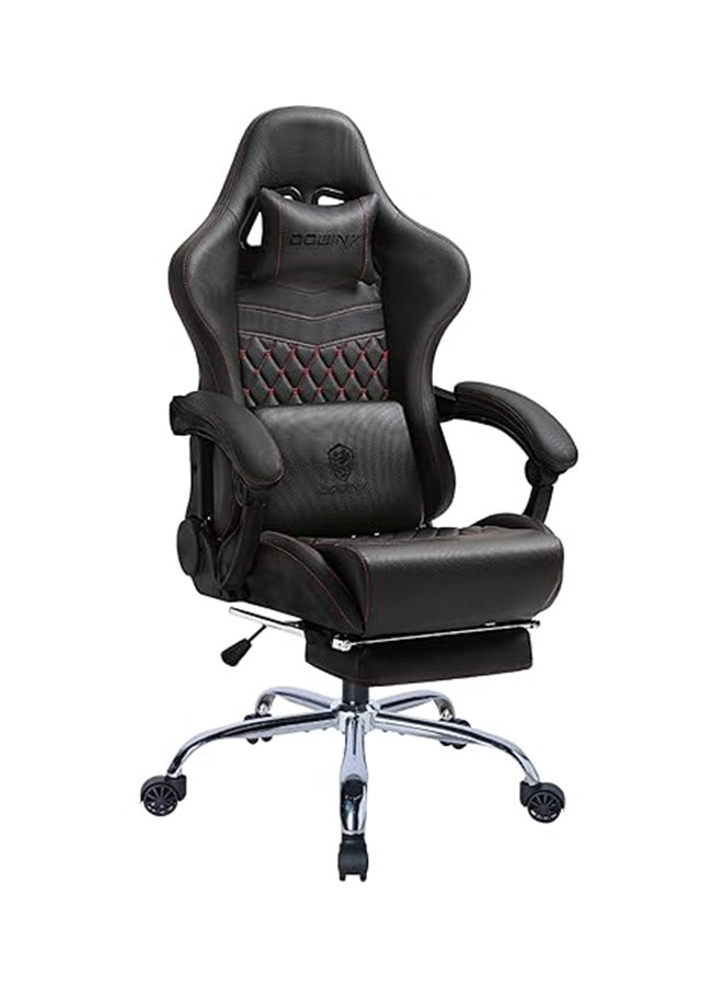 Dowinx Gaming Chair – Massage Cushion, Premium PU Leather, Ergonomic Design with Footrest, 360° Swivel, Adjustable Neck & Lumbar Pillow for Back Support, Home & Office Chair (Black LA) Black  - Image 1