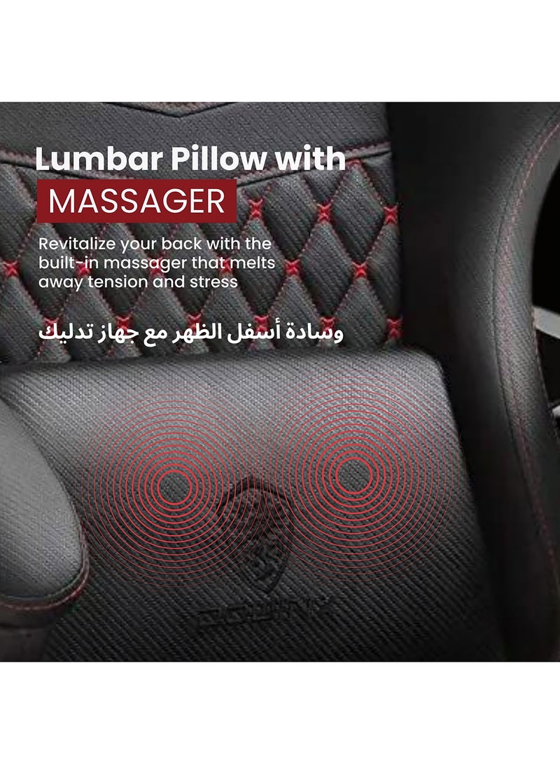 Dowinx Multi-Functional Gaming Chair, Ergonomic High Back Reclining & Height Adjustable PU Leather Computer Chairs with Massage Cushion, Neck & Lumbar Support, Footrest (Black) Black - Image 3