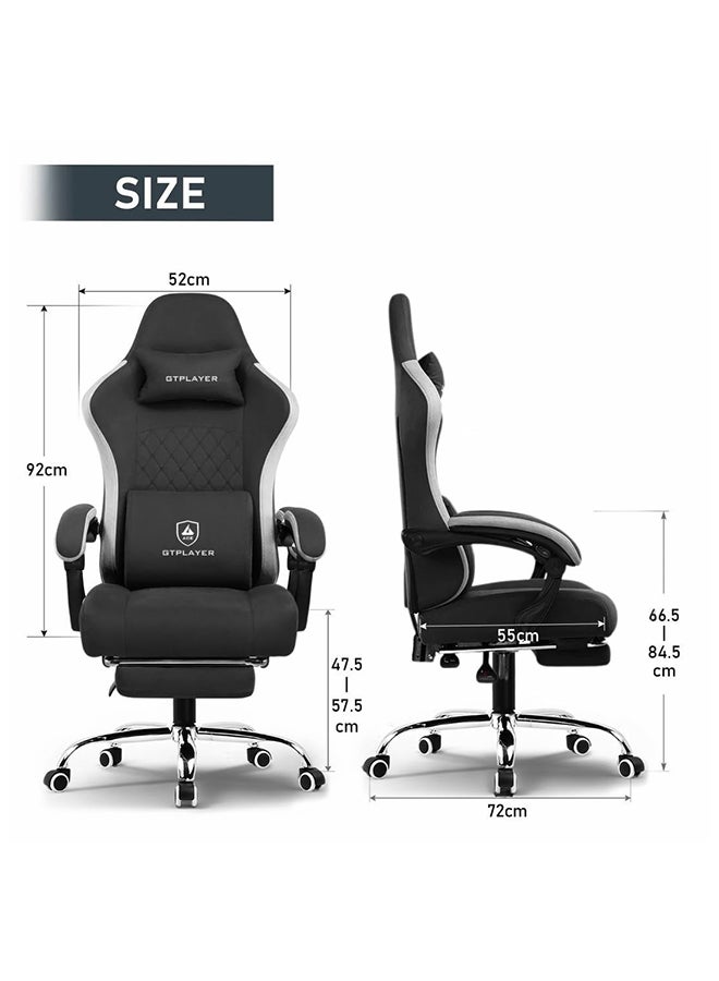 GTPLAYER GTPLAYER Gaming Chair Breathable Fabric Office Chair with Pocket Spring Cushion and Linkage Armrests, High Back Ergonomic Computer Chair with Lumbar Support and Footrest (Black Fabric) Black  - Image 3