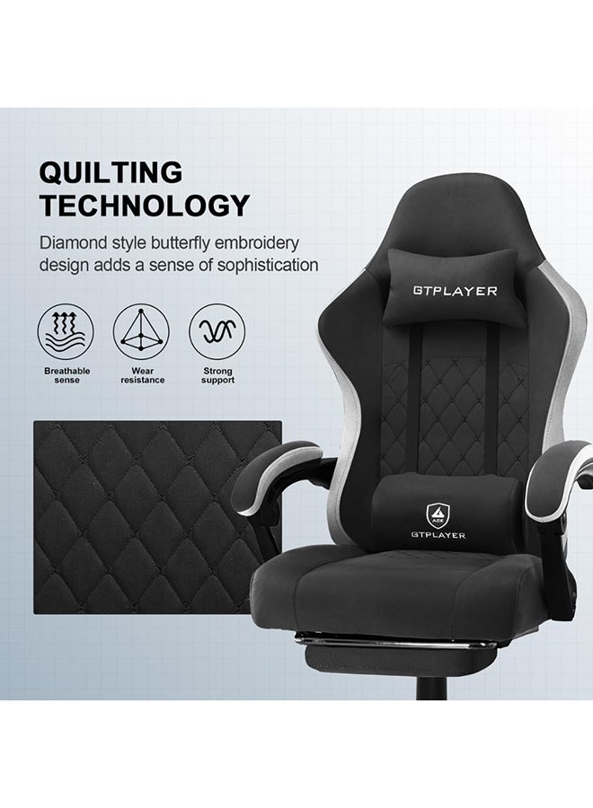 GTPLAYER Gaming Chair Breathable Fabric Office Chair with Pocket Spring Cushion and Linkage Armrests, High Back Ergonomic Computer Chair with Lumbar Support and Footrest (Black Fabric) Black
