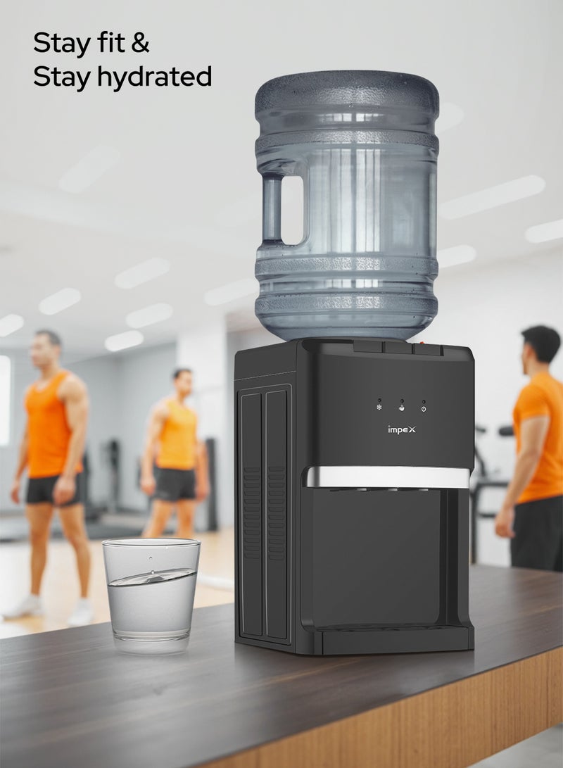 Impex 3 Tap Water Dispenser with Cabinet | Compressor Cooling | 304 Food Grade Stainless Steel Tank | 2L Cooling & 1L Hot Water Capacity | 550W Heating | 100W Cooling | 220~240V | Compact Design | WD 3903C Black  - Image 4