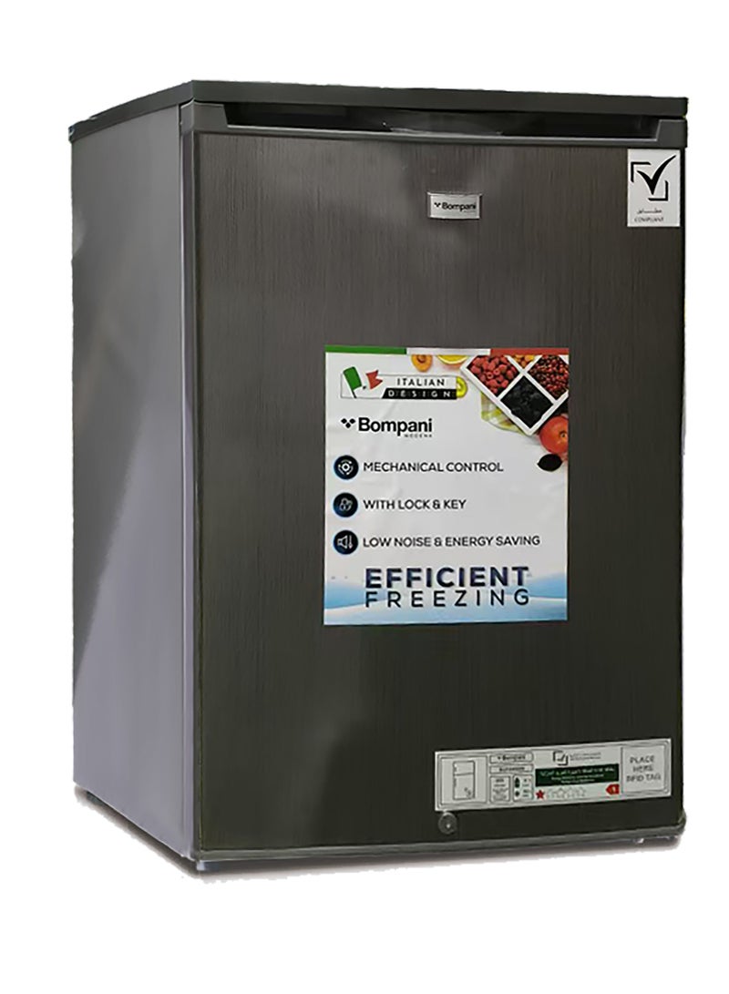 Bompani Bompani Upright Freezer 85L – Single Door, 3 Drawers, Mechanical Temp Control, Lockable Door, Dark Inox Finish - 400 kW BUF245SNI GREY  - Image 1