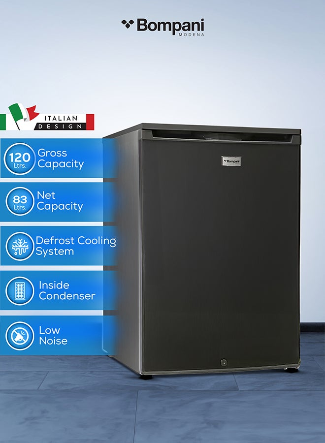 Bompani Bompani Upright Freezer 85L – Single Door, 3 Drawers, Mechanical Temp Control, Lockable Door, Dark Inox Finish - 400 kW BUF245SNI GREY  - Image 2