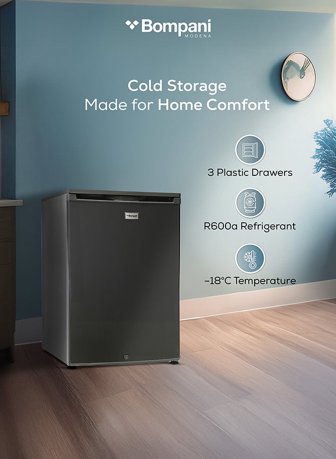 بومباني Bompani Upright Freezer 85L – Single Door, 3 Drawers, Mechanical Temp Control, Lockable Door, Dark Inox Finish - 400 kW BUF245SNI GREY - Image 5