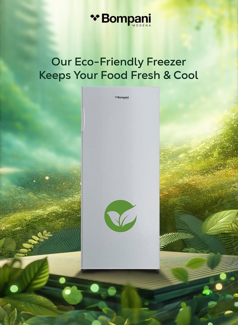 بومباني Bompani Upright Freezer 250L Gross / 172L Net, Single Door, 5 Drawers + 1 Flap, Manual Defrost, Mechanical Temperature Control, R600A Refrigerant, Lock & Key, Inox Gray – Buf265Ssn BUF265SSN INOX GREY  - Image 5