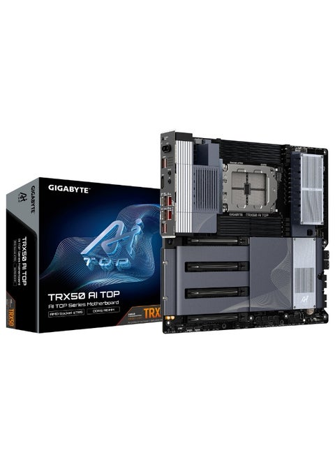 TRX50 AI TOP E-ATX Motherboard, sTR5, Threadripper PRO/7000 Support, 8x DDR5 ECC (Up to 2TB), 4x PCIe 5.0 x16, 4x M.2 Gen5, Dual 10GbE, USB4, Wi-Fi 7, BT 5.3, ALC4080 Audio, RGB, AI Utility, Q-Flash, UC BIOS | TRX50 AI TOP