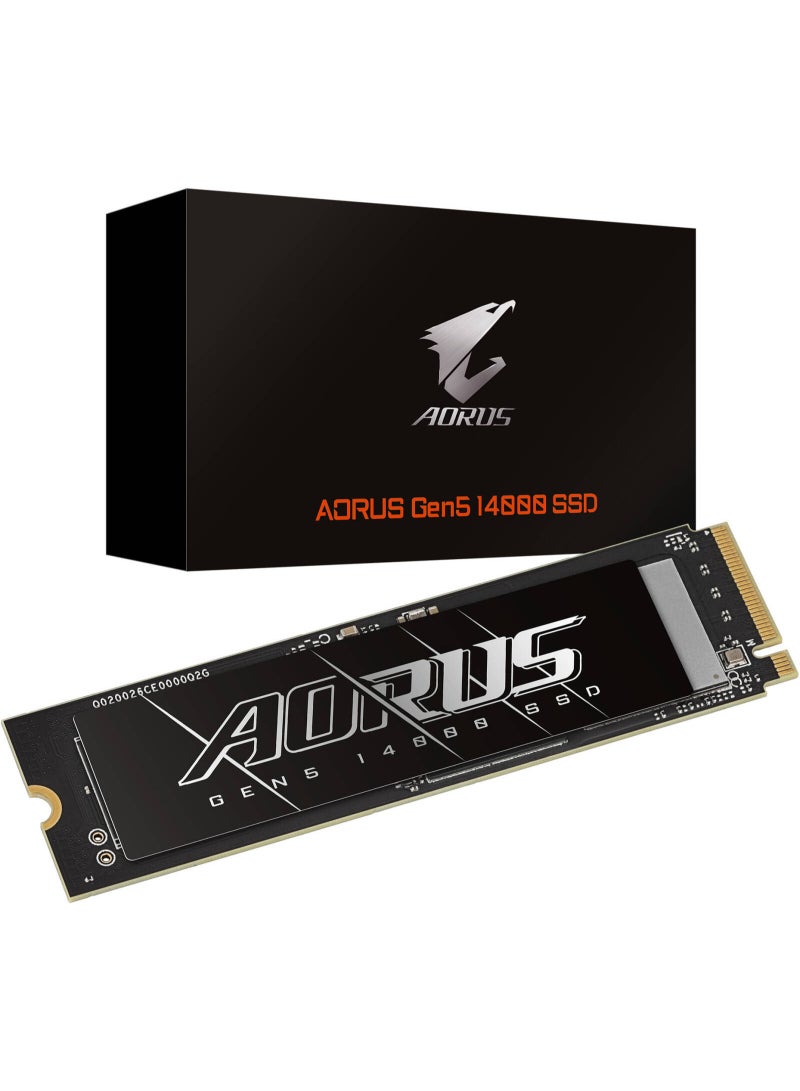 GIGABYTE AORUS Gen5 14000 Internal SSD, 2TB Capacity, PCI-Express 5.0x4, NVMe 2.0 Interface, M.2 2280 Form Factor, Up to 14,500 MB/s Sequential Read & Up to 12,700 MB/s Sequential Write | AG514K2TB 2 TB - Image 1