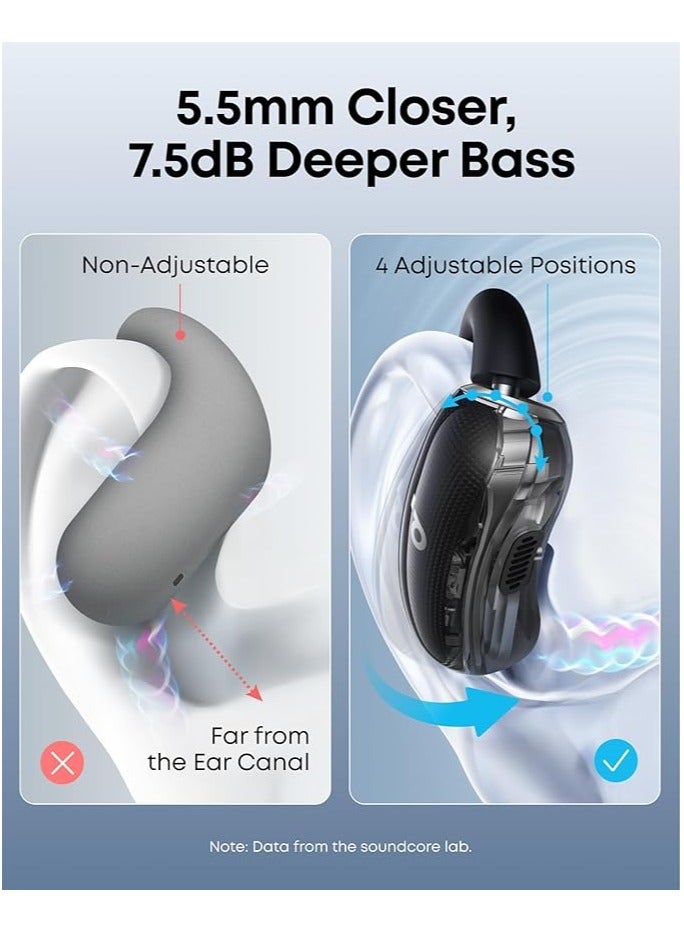 ساوند كور V40i by Anker, Open-Ear Headphones, Crystal Clear Design, 4 Adjustable Positions for Every Ear Size, Richer Bass, IP55, 21-Hour Playtime, AI Clear Calls, Bluetooth 5.4, App Control black - Image 5