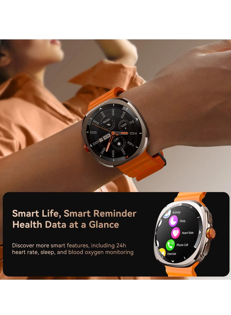 جوي روم Vanture Series Ultra Smart Watch – 47mm AMOLED Display, 100+ Sports Modes, Bluetooth Calling, 12-Day Battery, IP68 Waterproof, Wireless Magnetic Charging, Health Monitoring, Zinc Alloy Frame - Premium build Vitality Orange - Image 5
