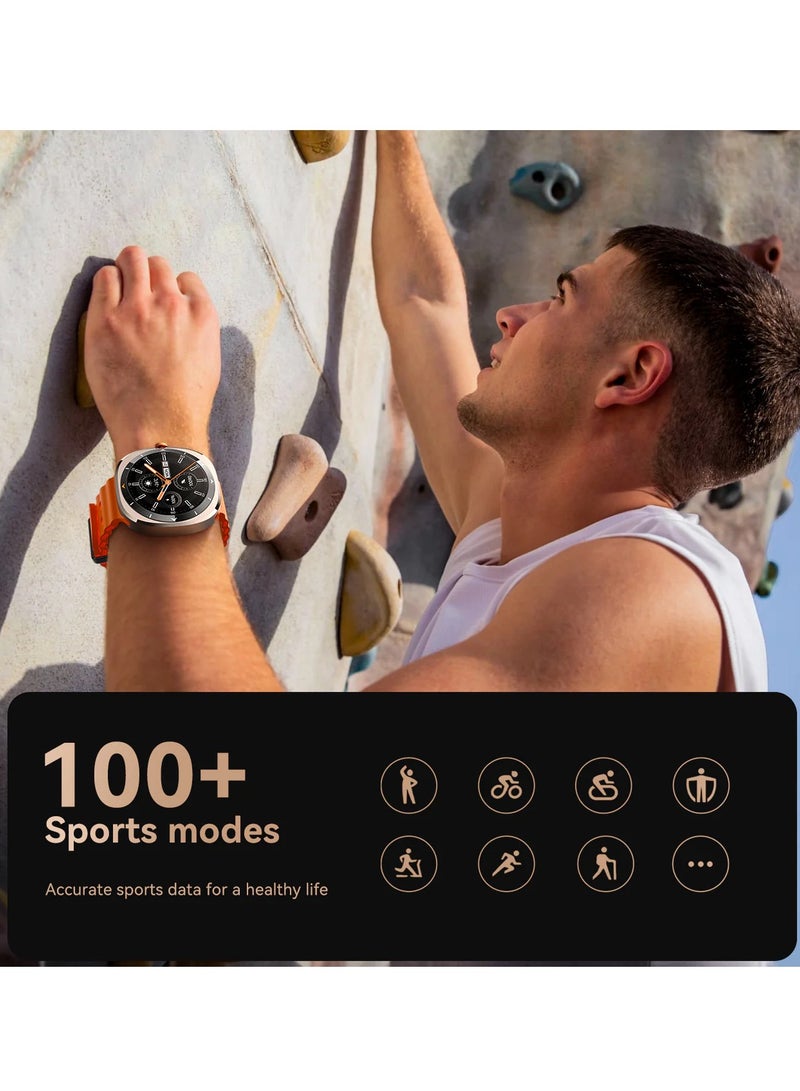 جوي روم Vanture Series Ultra Smart Watch – 47mm AMOLED Display, 100+ Sports Modes, Bluetooth Calling, 12-Day Battery, IP68 Waterproof, Wireless Magnetic Charging, Health Monitoring, Zinc Alloy Frame - Premium build Vitality Orange - Image 3