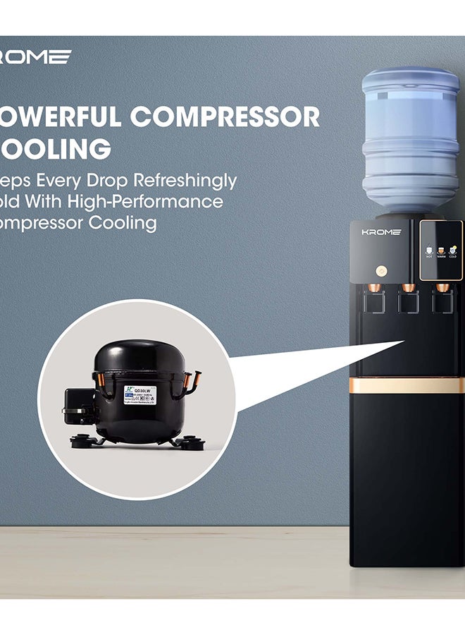 كروم موزع مياه كروما، مياه ساخنة وباردة وعادية، تبريد بالكمبريسور، قفل أمان للأطفال، خزانات من الفولاذ المقاوم للصدأ، تسخين 500 واط، تبريد 90 واط، خزانة تخزين | مثالي للاستخدام في المنزل والمكتب I KR-WTL3TGB - Image 5