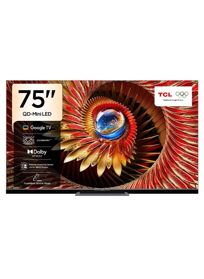 TCL Television 75 Inch Smart TV 4K QD-Mini LED Gaming Google TV, 144Hz Native Refresh Rate, Precise Dimming Series Up to 3840 Zones, CrystGlow WHVA Panel, HDR 4500 nits, ZeroBorder  (2025 Model) 75C8K black  - Image 1