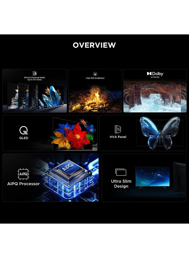 TCL Television 85 Inch Smart TV 4K QD-Mini LED Colorful Quantum Crystal HDR 10+ Gaming Google TV, 144Hz Native Refresh Rate, ONKYO 2.1 Hi-Fi, Dolby Atmos, AI Mode, 85Q6C (2025 Model) 85Q6C black image 4