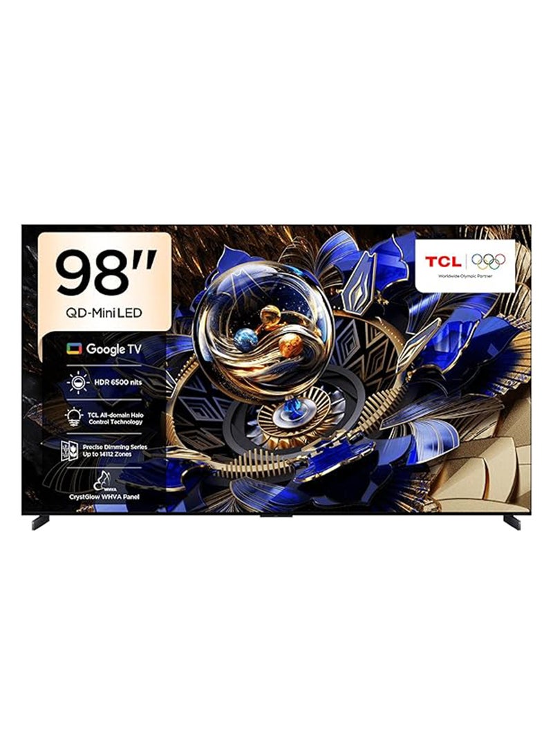 تي سي إل Television 98 Inch Smart TV 4K QD-Mini LED Gaming Google TV, 144Hz Native Refresh Rate, Precise Dimming Series Up to 14112 Zones, AiPQ Pro Processor, HDR 6500 nits, Flat-Thin Design (2025 Model) 98X11K black - Image 1