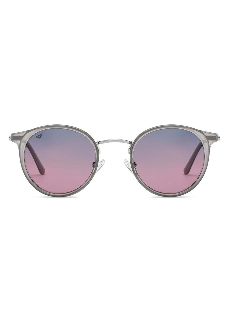 VINCENT CHASE Women's Vincent Chase By Lenskart | Silver Dual Tone Gradient Full Rim Round | All Time Hits | Branded Latest and Stylish Sunglasses | Polarized and 100% UV Protection (UV 400) | Women | Small | VC S11164  - Image 2