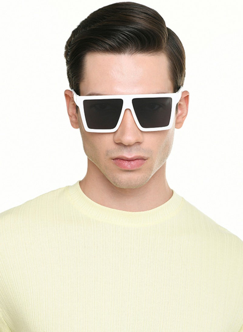 فينسينت تشيس Vincent Chase By Lenskart | White Gray Solid Full Rim Square | Season Essentials | Branded Latest and Stylish Sunglasses | Polarized and 100% UV Protection (UV 400) | Unisex | Large | VC S17392  - Image 3