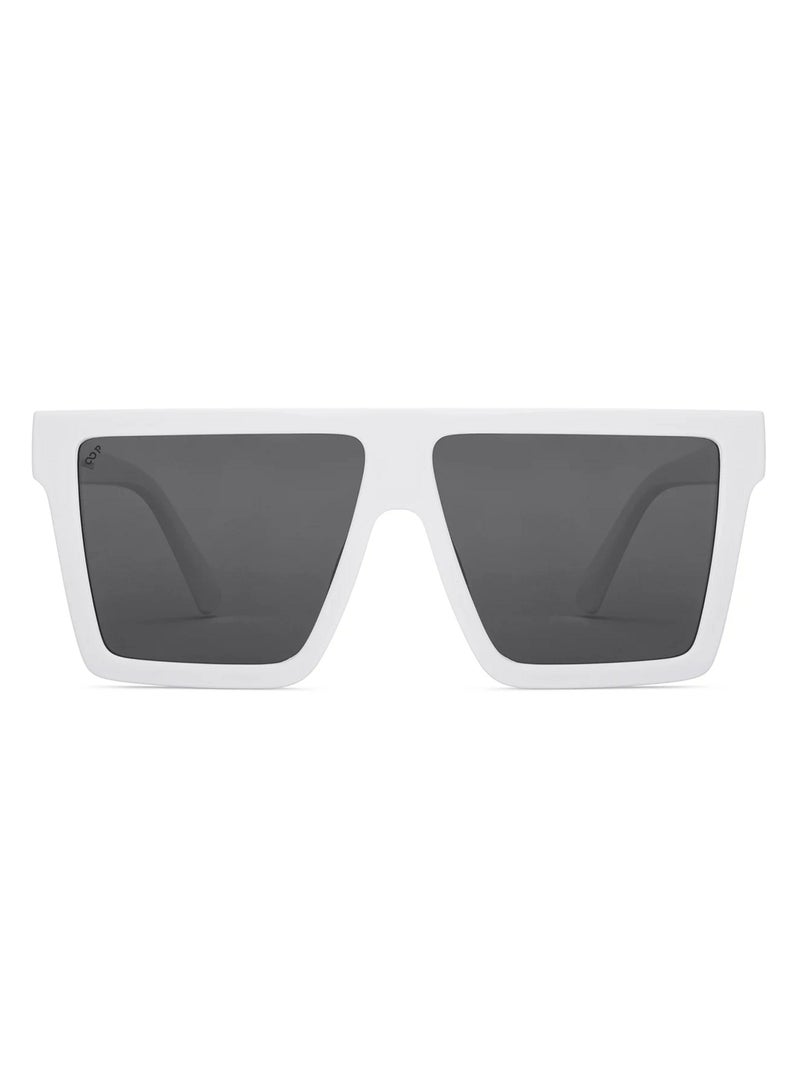فينسينت تشيس Vincent Chase By Lenskart | White Gray Solid Full Rim Square | Season Essentials | Branded Latest and Stylish Sunglasses | Polarized and 100% UV Protection (UV 400) | Unisex | Large | VC S17392  - Image 2