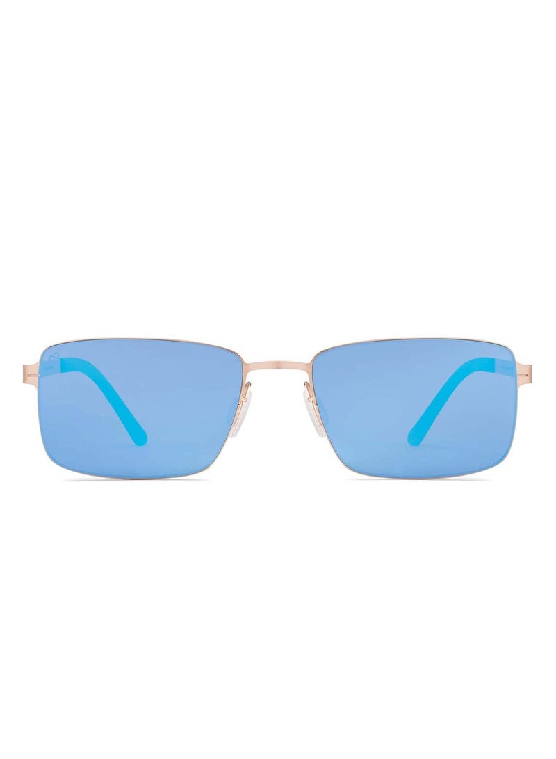 فينسينت تشيس Vincent Chase By Lenskart | Gold Blue Mirror Full Rim Rectangular | Lounge Tints | Branded Latest and Stylish Sunglasses | 100% UV Protection (UV 400) | Unisex | Medium | VC S17424  - Image 2
