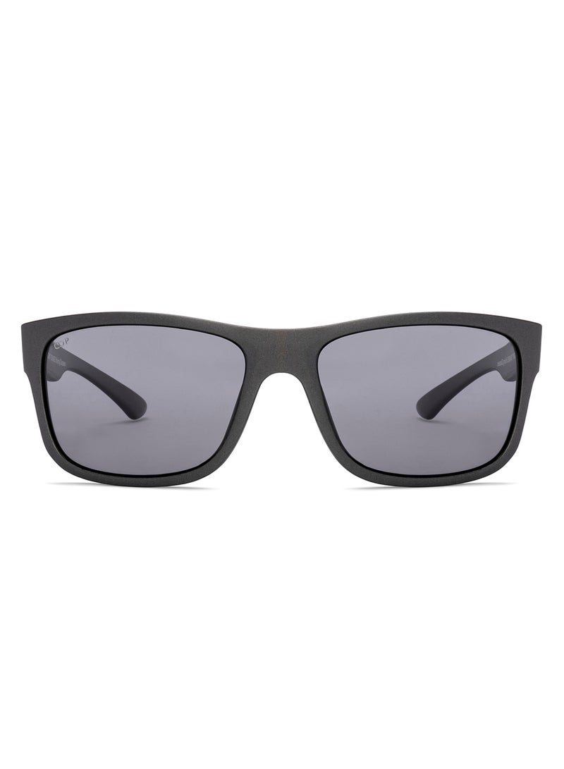 فينسينت تشيس Vincent Chase By Lenskart | Light Gray Gray Solid Full Rim Square | RideX | Branded Latest and Stylish Sunglasses | Polarized and 100% UV Protection (UV 400) | Unisex | Medium | VC S000139  - Image 2