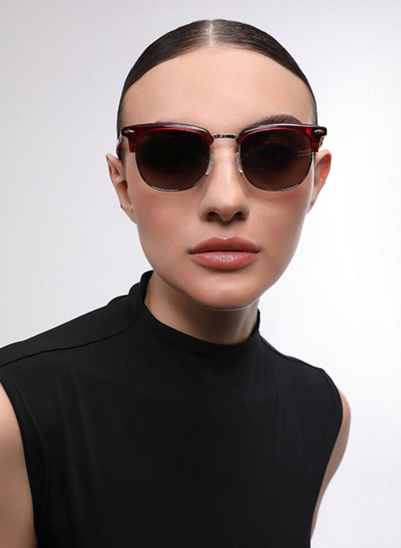 John Jacobs Women's John Jacobs | Silver - Brown | Full Rim Clubmaster Stylish & Premium Sunglasses | Urban Elegance | 100% UV Protected (UV400) | Women | Medium | JJ S17081 - Image 3