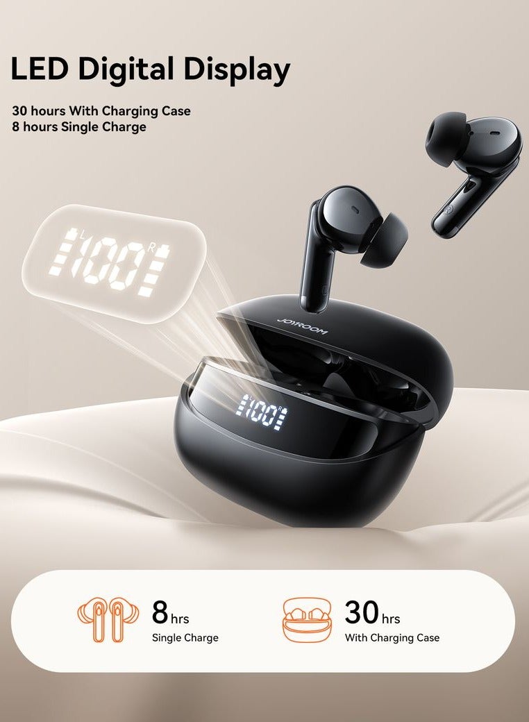 JOYROOM Jbuds True Wireless Earbuds with Digital Display, 10mm Bass Boost Drivers, Dual-Mic ENC for AI Clear Calls, 30H Playtime, 65ms Low Latency (Gaming Mode), Upgraded Bluetooth 5.4, IPX5 Water resistant – Certified & Heat Resistant Space Black - Image 2