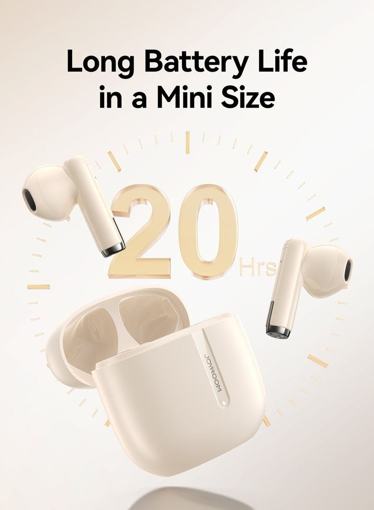 JOYROOM Jpods True Wireless Earbuds with AI-Enhanced ENC Dual Mic for Ultra-Clear Calls, 13mm Bass Drivers, Upgraded Bluetooth 5.4 Fast Pairing, 20H Playtime, 65ms Low Latency(Gaming Mode), IPX5 Water Resistant, Lightweight & Comfortable - Heat Resistant Stylish Beige  - Image 2
