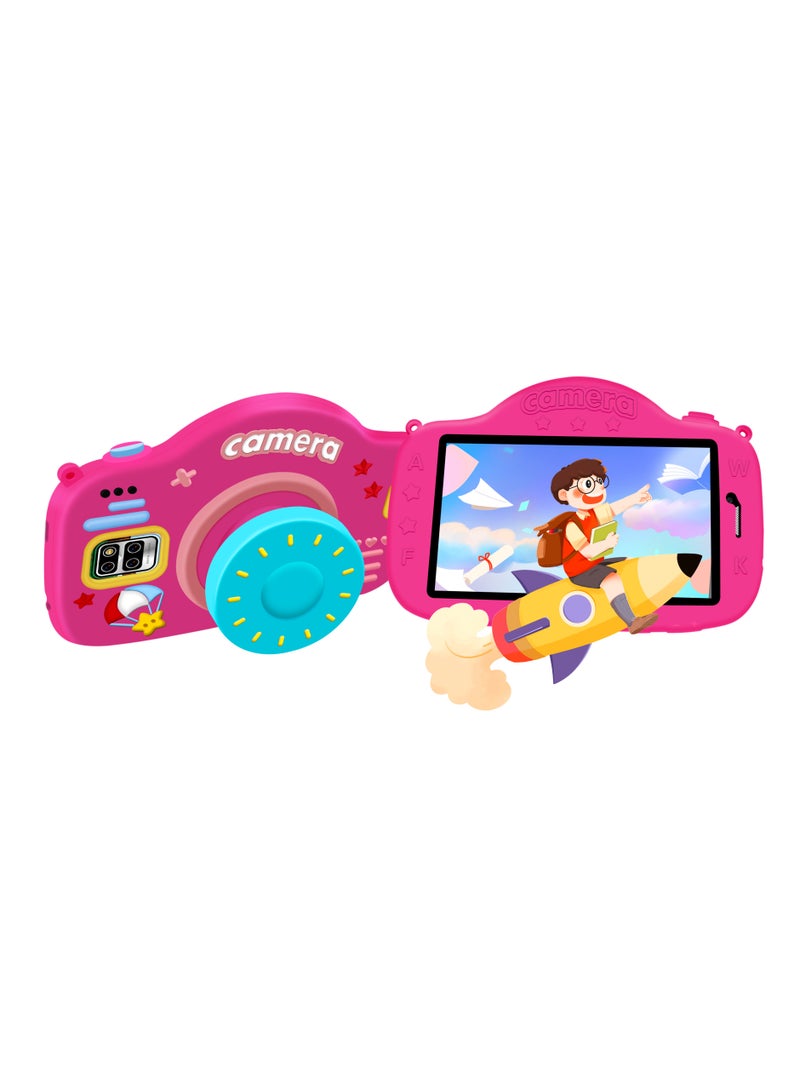 ATOUCH KC65 7-inch Kids Tablet – 5G Wi-Fi 8GB RAM 256GB ROM IPS Touch Screen Dual Sim Network Silicone Case with Popup Stand & Handbag Pink  - Image 1