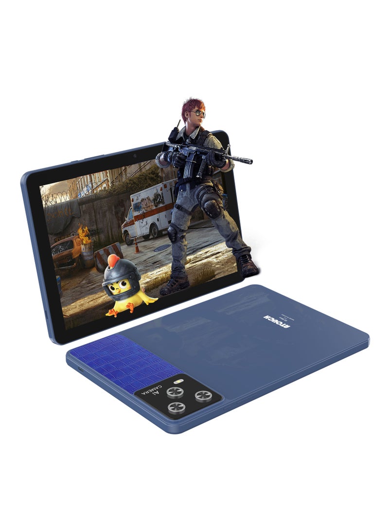 ATOUCH SE Max Lite 10.1 inch Tablet with Keyboard and Bluetooth Mini-Microphone 16GB RAM 512GB ROM Octa-Core Android 14 PUBG Game Tablet Dual SIM WiFi IPS Touchscreen Case Mouse GPS Blue  - Image 1