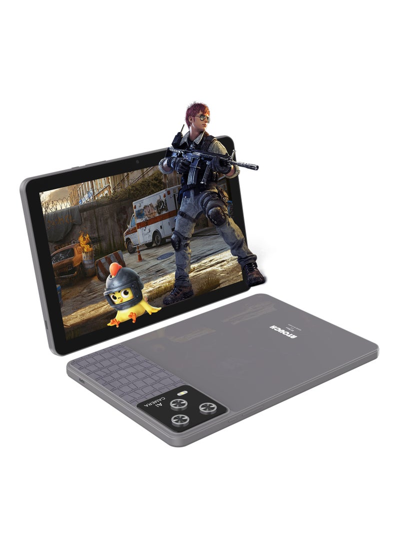 ATOUCH SE Max Lite 10.1 inch Tablet with Keyboard and Bluetooth Mini-Microphone 16GB RAM 512GB ROM Octa-Core Android 14 PUBG Game Tablet Dual SIM WiFi IPS Touchscreen Case Mouse GPS Grey  - Image 1