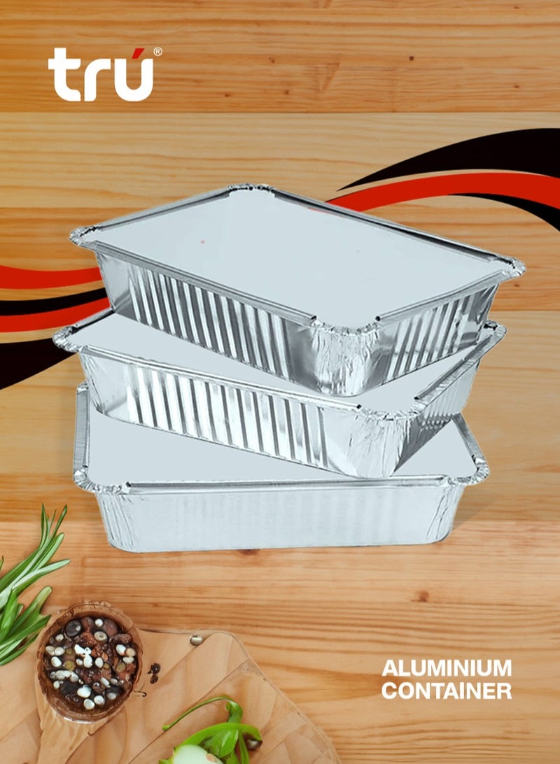 ترو حاويات طعام من الألمنيوم 8389 890cc 100 قطعة مع أغطية - Image 5