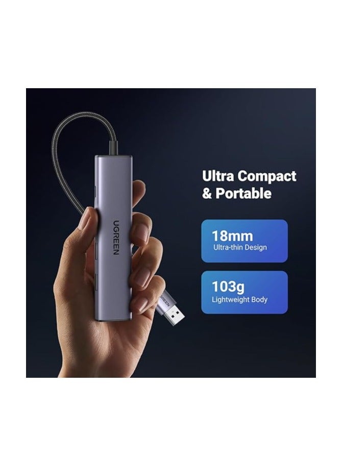 5-in-1 USB 3.0 Ethernet Hub 1000Mbps USB Ethernet Adapter With 3 Ports RJ45 Adapter Gigabit LAN Network Aluminum - Silver