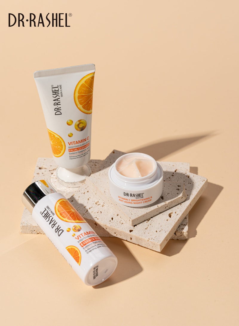 DR. RASHEL Vitamin C Skin Care Mini Set 6 Piece Travel Kit Gift Set with Pouch Cleanser Toner Serum Day Cream Night Cream Sunscreen  - Image 4