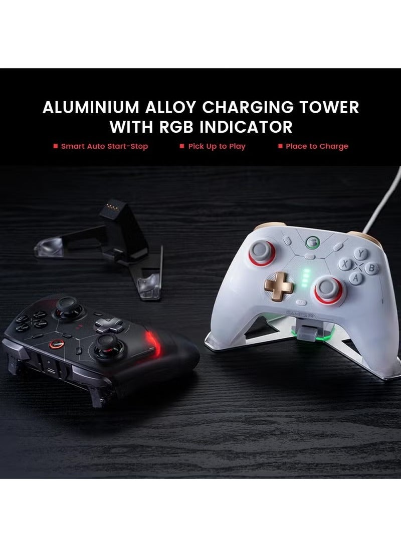 GameSir Professional Wireless Gamepad GameSir Cyclone 2 Game Controller for PC / Steam / Switch / Android / iOS with RGB Lamp Wireless Audio Hall Linear Trigger and Micro Trigger Switch Six-Axis Gyroscope Aluminium Alloy Charging Tower Black  - Image 4