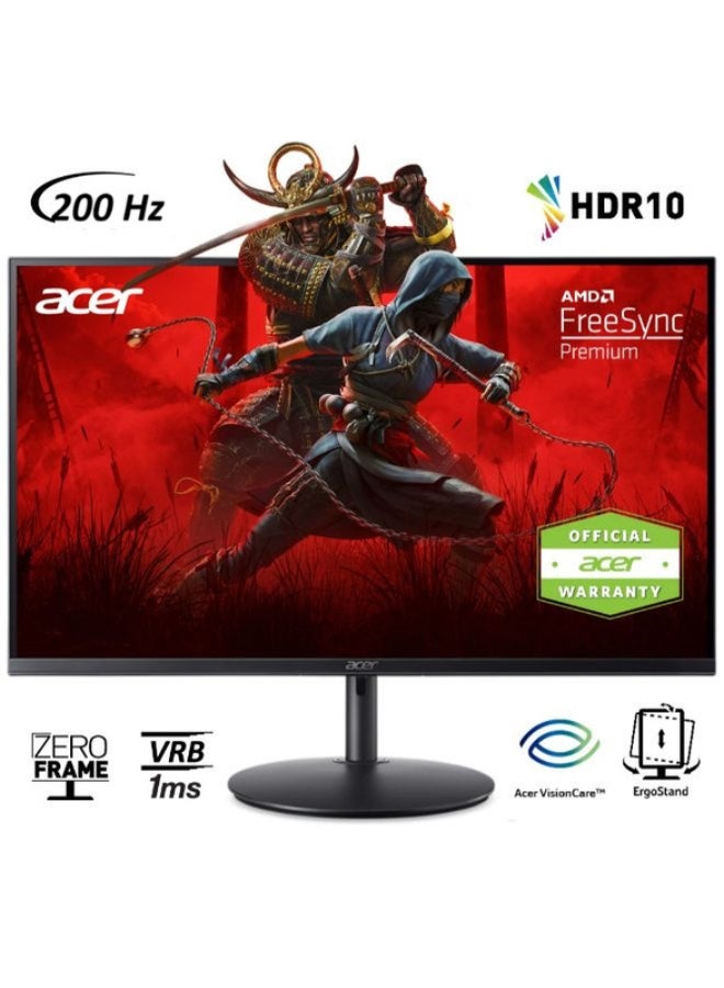 Acer 27-Inch ZeroFrame IPS 200Hz 16:9 1ms/0.5ms(GTG, Min.) 250nits 2xHDMI DP MM Audio out HDR10 FreeSync Premium UK MPRII Black H.cable x1-FHD- 1920X1080 Black - Image 1