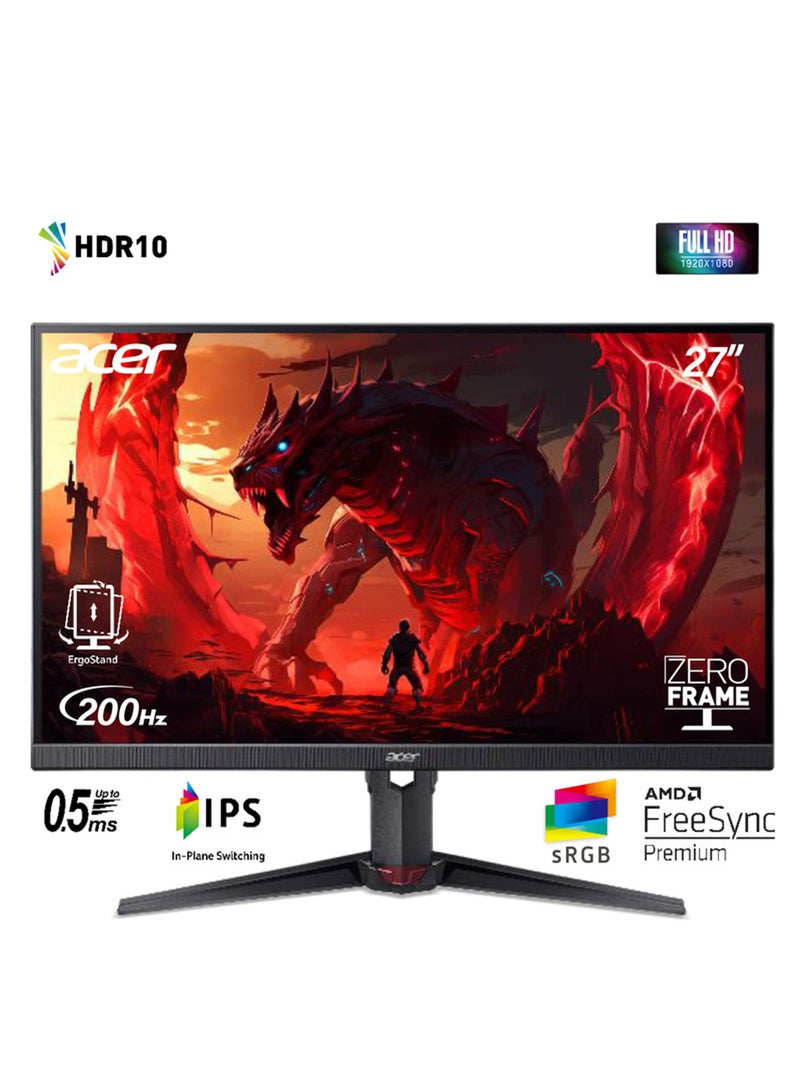Acer 27-inch FHD 200Hz ZeroFrame IPS Monitor | 0.5ms Response Time | 250 Nits Brightness | 2 x HDMI, DP, MM Audio out | HDR10 FreeSync Premium | Acer Nitro XV270 X1 Black | 2 Years Manufacturer Warranty Black - Image 1