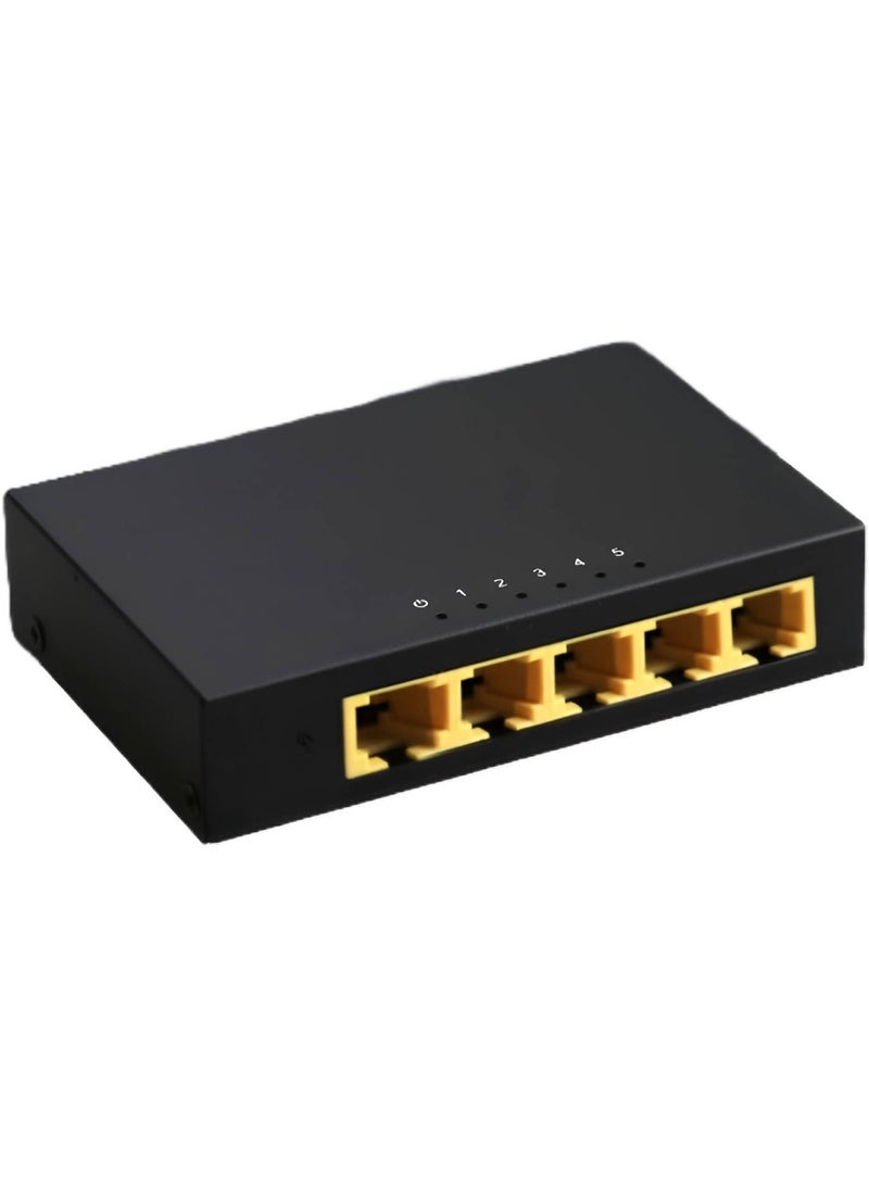 دي لينك DGS-F105 Ethernet Switch, 5 Port Gigabit 10/100/1000 Mbps Unmanaged Metal Switch, Plug and Play, LEDs Lights Cables Diagnostics, Energy Star Compliant, Compact, DGS-F105 Black  - Image 1
